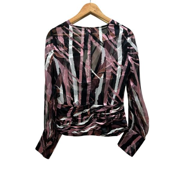 Etcetera Medium Purple Silk Blend Sheer Blouse Low-Cut Dressy Top - Picture 6 of 9